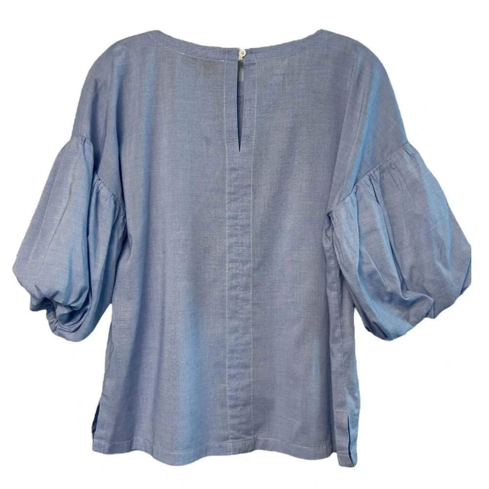 Loft Women's Light Blue Puff Sleeve Top